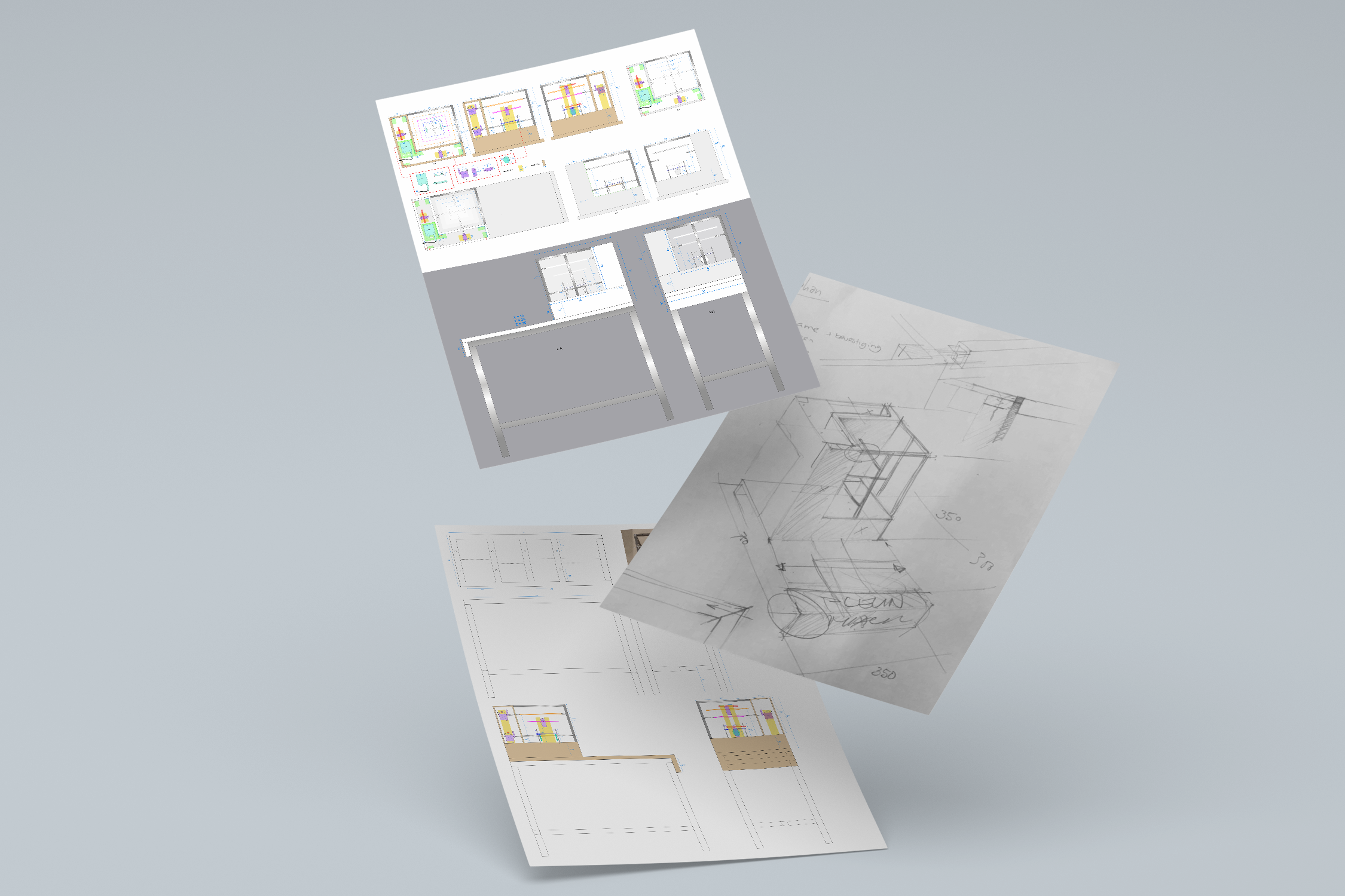 Img - technical drawings in mockup
